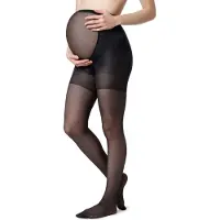 Be Mammy Dames Zwangerschap Panty - 40 DEN - Halsterloos - Polyamide - BE-GI-1119 - Zwart - L