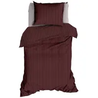 Satin d'or Satijnstreep Dekbedovertrek - Eenpersoons - 140x200/220 cm - Mokka