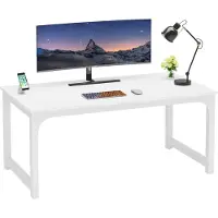Tribesigns Computertafel - Bureau - Met Dikker Frame - Industrieel - Vintage - Wit - 160 x 80 x 75 cm