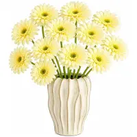 Mica Decorations Kunstbloem Gerbera Floral - 10x - H60 cm - geel - kunststof - stelen kunstbloemen - boeket - rozen bloemetjes