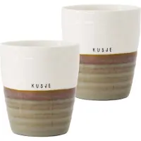 Zusss Set Van 2 Koffiemokken Kusje - Cadeau Keramiek Grijsblauw / Wit