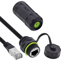 InLine Patchkabel koppelaar Cat.6A, IP68, RJ45-bus naar stekker, 20cm