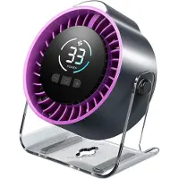 VHV - Bureauventilator oplaadbaar USB-C met LED display 100 standen nachtlamp en 360 graden verstelbare kop voor kantoor slaapkamer en dorm