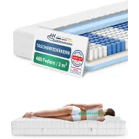 AM Qualitätsmatratzen - Ergonomisch 7-Zone Pocketveringmatras 90x220 cm - Stevig (H4) - 20cm - Matras met 7 ergonomisch ligzones - OEKO-TEX - 7-zone matras 90 x 220 cm - 480 veren
