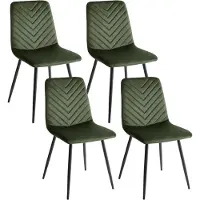 Beliani HAVRE - Eetkamerstoelen set van 4 - Olijfgroen - Fluweel