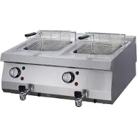 Maxima Heavy Duty Friteuse - 2 x 12 L - Dubbel - 70 cm Diep - met Tapkraan - Elektrisch