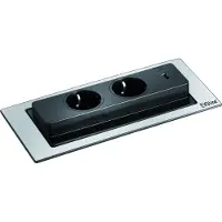 Evoline Backflip, roestvrijstalen stopcontact, 2-voudig, artikelnummer 417515