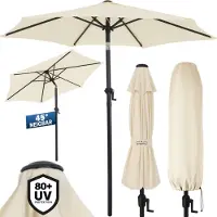 Kingsleeve Parasol Fiji Beige Ø200cm UV-bescherming 80+ met Zwengel