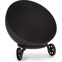Blumfeldt Vuurschaal, Grote Outdoor Stalen Vuurschaal voor Balkon & Camping, Mobiele Vuurschaal 70 cm, Draagbare Vuurschalen met Bodemrollen, Weerbestendige Vuurschaal voor de Tuin, Ronde Vuurplaats