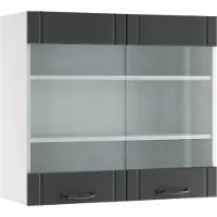 Vicco Fame-Line Glazen keukenkast – 80 cm Antraciet landhuis