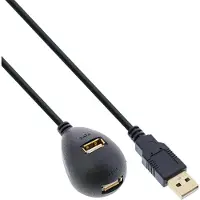 InLine Premium USB naar 2x USB docking kabel - USB2.0 - tot 1A / zwart - 2 meter