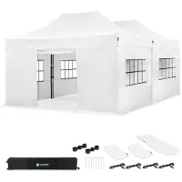 Vonroc Party Tent - 6x4.5 m - Premium Easy-Up Party Tent | Set incl. 2x Tent, Sidewalls and Connection Kit - White