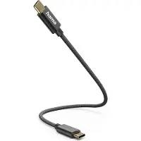 Hama USB-C oplaadkabel - USB-C naar USB-C - Korte USB-C kabel - 0,2 meter - Geschikt voor Smartphone en Tablet - Zwart