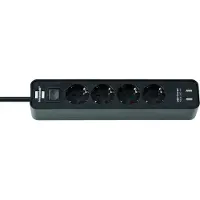 Brennenstuhl Ecolor stekkerdoos 4-voudig met 2 USB-aansluitingen (USB-A stekkerdoos met schakelaar en 1,5m kabel)