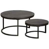 Tower Living Viola round set of 2 coffeetable 70/55 - black sandblasted (Zwart, 70x70x40 diameter: 70cm)