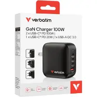 Verbatim Mini GaN-netlader 100 W, 4 aansluitingen, US/EU/UK, ADP