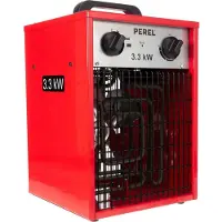 Perel Elektrische ventilatorkachel 3300W, 2 warmtestanden, thermostaat en koelstand, IP24, met oververhittingsbeveiliging, compacte draagbare heater voor werkplaats, garage, hobbyruimte