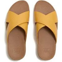 Original Brands Lulu Cross Slide Sandals Leather Dames Sandalen - Geel