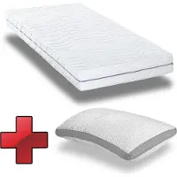 Supportho Ergonomische koudschuimmatras Supportho Premium, 100 x 200 cm, hoogte 18 cm, hardheid H2/H3 + Supportho Gel-Effect comfortkussen, 40 x 80 cm