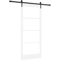 vidaXL Schuifdeur 93 x 211 cm Massief grenenhout en glas Wit
