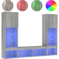 vidaXL 5-delige Tv-wandmeubelset met LED grijs sonoma eikenkleurig