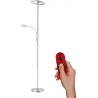 LOLA Smart LED uplighter LOLAsmart Rocco met leesarm Rocco, dimbaar, alu / grijs / zink, Woon-/ Eetkamer, metaal, Modern