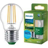 Philips UltraEfficient LED lamp - 25W - E27 fitting - Warmwit licht: 2700K - Helder glas - P45 kogellamp - Lange levensduur