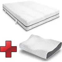 Sleezzze 7 Zonen visco-elastische matras Sleezzz Smart, 140 x 190 cm, hoogte 18 cm, stevigheid H3 met Air Memory foam + Sleezzz Premium gelkussen