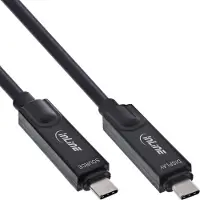 InLine USB 3.2 Gen.2 AOC-kabel, USB-C M/M, 8K60Hz, 60W, zwart, 15m