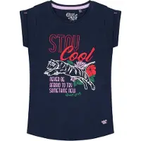 Quapi T-shirt Amalia met printopdruk donkerblauw Donkerblauw 98