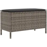 vidaXL Tuin Voetenbank Grijs en Donkergrijs 80 x 38 x 45 cm PE Riet
