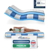 AM Qualitätsmatratzen - Hoogwaardig 7-Zone Pocketveringmatras 140x220 cm (H3) - 24 cm - Gemiddeld - Pocketvering Matras 140 x 220 - TENCEL Lyocell tijk - ergonomisch matras