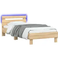 vidaXL Bedframe met LED-stripverlichting Sonoma Eiken Bewerkt hout