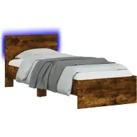 vidaXL Bedframe met LED-stripverlichting Gerookt eiken Bewerkt hout