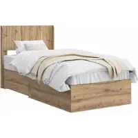 vidaXL Bedframe met opbergruimte en hoofdbord Artisanaal eiken