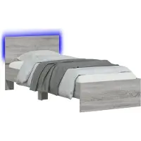vidaXL Bedframe met LED-stripverlichting Grijs Sonoma Bewerkt hout