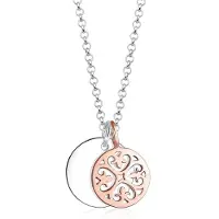Elli Halsketting Bi color ornament cirkel 925 zilver roze verguld