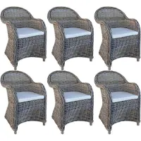Decomeubel Rotan Stoel Kubu Grey met wit Kussen - set van 6 stoelen