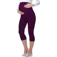 Be Mammy Dames Leggings - Zwangerschapskleding - Capri - Viscose - BE-Leggings-03 - Pruim - 4XL