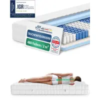 AM Qualitätsmatratzen - Ergonomisch 7-Zone Pocketveringmatras 130x190 cm - Gemiddeld (H3) - 20cm - Matras met 7 ergonomisch ligzones - OEKO-TEX - 7-zone matras 130 x 190 cm - 480 veren