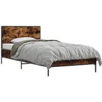 vidaXL Bedframe met Hoofdbord Gerookt eiken 80 x 200 cm Bewerkt hout