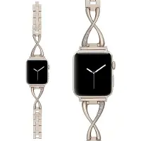 Go Go Gadget - Metalen smartwatchband - Zirkonia steentjes - Geschikt voor Apple Watch 38mm-41mm - Starlight
