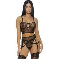 Forplay Made to See - Mesh Lingerie Set black Large