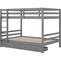 Merax Kinderbed 140x200 cm - stapelbed - met lades - opbergruimte - hoge veiligheidshekken - grijs - zonder matras