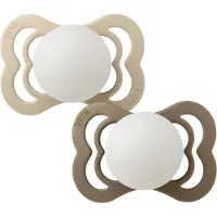 BIBS - Pacifier Supreme 2 Pack Silicone - Vanilla Glow/Dark Oak Glow - Size 1