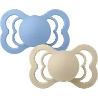 BIBS - Pacifier Supreme 2 PACK Silicone - Vanilla/Sky Blue - Size 2