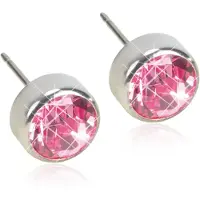 Blomdahl Silver Titanium Silver Light Rose Bezel