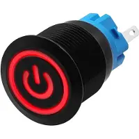 Proride Metalen Pulsschakelaar 220V OFF-(ON) - 19mm - Momentschakelaar - Spatwaterdicht - LED Indicatie Rood