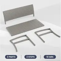 Laura Tuinbank 123x63x86 cm – Weerbestendige Polyrotan Zitbank met Rugleuning en Armleuningen – Balkon- en Terrasbank voor Buiten, 320 kg Belastbaar – Modern Design, Grijs –