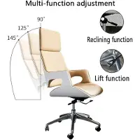 Nicole Ergonomische Bureaustoel 68x89 cm – Luxe Executive Boss Stoel met Lendensteun, Verstelbare Rugleuning 90°–145°, 360° Draaibaar, Wippfunctie, Premium Comfort Leer Look